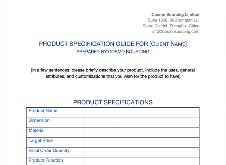 Confirm Your Product Specifications