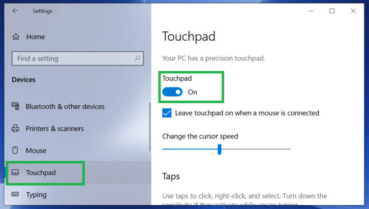 3. Step 3: Enable your laptop's mousepad settings